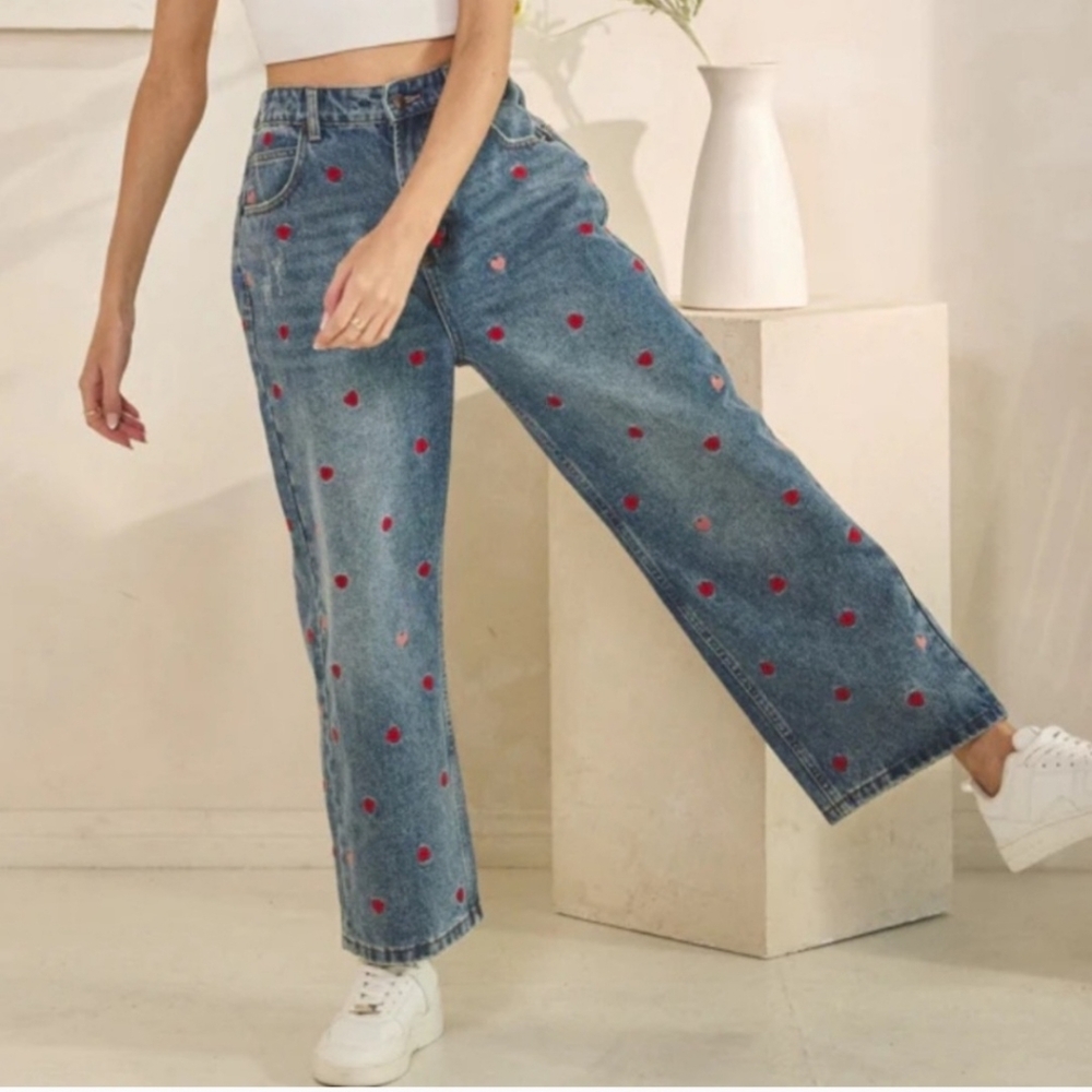 Oli & Hali Embroidered Hearts Jeans 🩷❤️